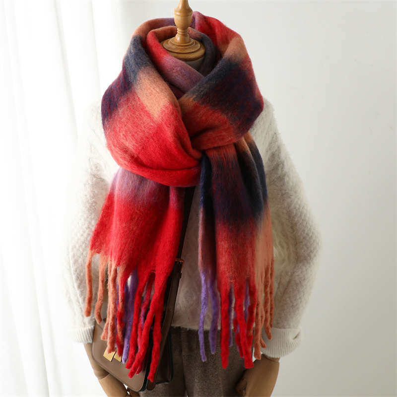 Wool Scarf Men - Neuer Herbst-Winter-Karo-Schal für Damen 240*38cm, Verdickte